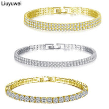 Load image into Gallery viewer, Liuyuwei Fashion Cubic Zirconia Tennis Bracelet &amp; Bangle Gold Silver Color Charm Bracelet For Women Bridal Wedding Party Jewelry
