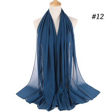 Load image into Gallery viewer, women plain bubble chiffon scarf hijab wrap printe solid color shawls headband muslim hijabs scarves/scarf 60 colors

