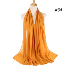 Load image into Gallery viewer, women plain bubble chiffon scarf hijab wrap printe solid color shawls headband muslim hijabs scarves/scarf 60 colors

