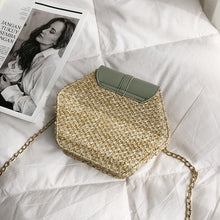 Load image into Gallery viewer, Hexagon Mulit Style Straw+leather Handbag Women Summer Rattan Bag Handmade Woven Beach Circle Bohemia Shoulder Bag New Fashion
