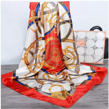 Load image into Gallery viewer, Silk Scarf Women Print hair neck Square Scarves Office Ladies Shawl Bandanna 90*90cm Muslim Hijab Handkerchief muffler foulard
