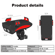 Load image into Gallery viewer, 3 Modes Bicycle Light Cycling Phone Holder Bike Headlight Mobile Phone Bracket USB Rechargeable Bicycle Holder Front Lamp #2
