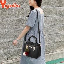 Load image into Gallery viewer, Yogodlns women beading pendant handbag ladies embossed shoulder bag ladies Messenger bag hairball bags high quality bag
