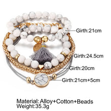 Load image into Gallery viewer, DIEZI Bohemian Handmade Weave Heart Long Tassel Bracelet Sets Women 2018 New Grey Rope Chain Bracelets Jewelry Christmas Gift
