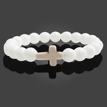 Load image into Gallery viewer, Charm Natural Stone Bracelet Cross Black Lava Matte Beaded Bracelets Handmade Men Women Prayer Fitness Chain Couple Jewelry Gift
