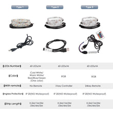 Load image into Gallery viewer, USB LED Strip DC 5V 50CM 1M 2M 3M 4M 5M Mini 3Key 24Key Flexible Light Lamp SMD 2835 Desk Decor Screen TV Background Lighting
