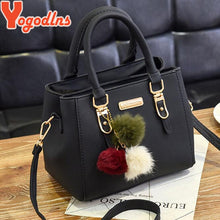 Load image into Gallery viewer, Yogodlns women beading pendant handbag ladies embossed shoulder bag ladies Messenger bag hairball bags high quality bag
