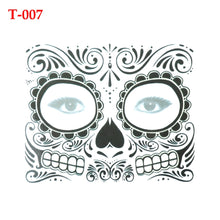 Load image into Gallery viewer, Facial makeup Sticker Special Waterproof Face tattoo Day of The Dead Skull Face dress up Halloween Temporary Tattoo Stickers
