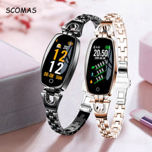 Load image into Gallery viewer, SCOMAS Fashion Women Smart Watch 0.96" OLED Heart Rate Blood Pressure Monitor Pedometer Fitness Tracker Waterproof Smartwatch
