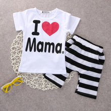 Load image into Gallery viewer, 2PCS Toddler Baby Girl Boy T-shirt Tee+Striped Pants Shorts Outfits Kids Cute Comfortable Short Sleeve Clothes
