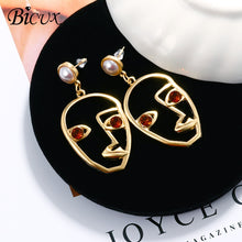 Load image into Gallery viewer, BICUX New Fashion Round Dangle Drop Korean Earrings For Women Geometric Round Heart Gold Earring Wedding Jewelry

