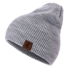 Load image into Gallery viewer, 1 Pcs Hat PU Letter True Casual Beanies for Men Women Warm Knitted Winter Hat Fashion Solid Hip-hop Beanie Hat Unisex Cap

