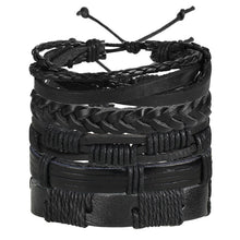 Load image into Gallery viewer, IF ME Vintage Leaf Feather Multilayer Leather Bracelet Men Fashion Braided Handmade Star Rope Wrap Bracelets &amp; Bangles Male Gift
