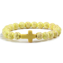 Load image into Gallery viewer, Charm Natural Stone Bracelet Cross Black Lava Matte Beaded Bracelets Handmade Men Women Prayer Fitness Chain Couple Jewelry Gift

