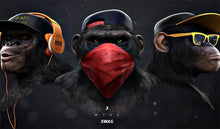 Load image into Gallery viewer, Large Animal Picture Canvas Printed Painting Modern Funny Thinking Monkey with Headphone Wall Art Poster for Living Room Decor

