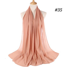 Load image into Gallery viewer, women plain bubble chiffon scarf hijab wrap printe solid color shawls headband muslim hijabs scarves/scarf 60 colors
