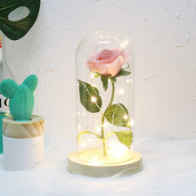Load image into Gallery viewer, 6 Colour Beauty And The Beast Red Rose In A Glass Dome On A Wooden Base For Valentine's Gifts LED Rose Lamps Christmas

