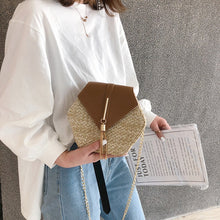 Load image into Gallery viewer, Hexagon Mulit Style Straw+leather Handbag Women Summer Rattan Bag Handmade Woven Beach Circle Bohemia Shoulder Bag New Fashion
