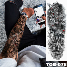 Load image into Gallery viewer, Large Arm Sleeve Tattoo Lion Crown King Rose Waterproof Temporary Tatoo Sticker Wild Wolf Tiger Men Full Skull Totem Tatto
