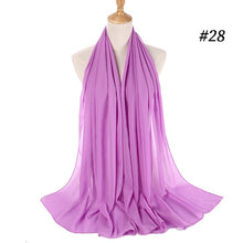 Load image into Gallery viewer, women plain bubble chiffon scarf hijab wrap printe solid color shawls headband muslim hijabs scarves/scarf 60 colors
