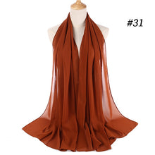 Load image into Gallery viewer, women plain bubble chiffon scarf hijab wrap printe solid color shawls headband muslim hijabs scarves/scarf 60 colors
