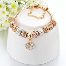 Load image into Gallery viewer, ATTRACTTO Luxury Crystal Heart Charm Bracelets&amp;Bangles Gold Bracelets For Women Jewellery Pulseira Feminina Bracelet Sbr170020
