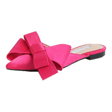 Load image into Gallery viewer, 2018 spring and summer women's shoes Korean silk satin Pointed bow tie slippers Baotou flat heel sets semi slippers
