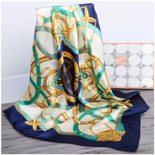 Load image into Gallery viewer, Silk Scarf Women Print hair neck Square Scarves Office Ladies Shawl Bandanna 90*90cm Muslim Hijab Handkerchief muffler foulard

