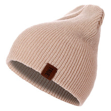 Load image into Gallery viewer, 1 Pcs Hat PU Letter True Casual Beanies for Men Women Warm Knitted Winter Hat Fashion Solid Hip-hop Beanie Hat Unisex Cap
