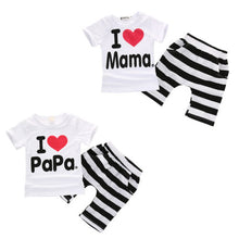 Load image into Gallery viewer, 2PCS Toddler Baby Girl Boy T-shirt Tee+Striped Pants Shorts Outfits Kids Cute Comfortable Short Sleeve Clothes
