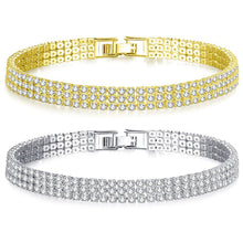 Load image into Gallery viewer, Liuyuwei Fashion Cubic Zirconia Tennis Bracelet &amp; Bangle Gold Silver Color Charm Bracelet For Women Bridal Wedding Party Jewelry
