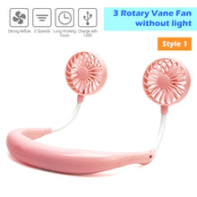 Load image into Gallery viewer, Portable 1200 2000 mAre USB Mini Fan Neck Fan Rechargeable Small Portable Sports Fan  light Usb Desk Hand Air Conditioner cooler
