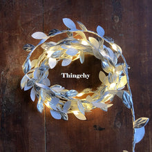 Load image into Gallery viewer, Tiny leaves garland fairy light led copper wire Battery string lights for Wedding forest Table Christmas home party Decoration
