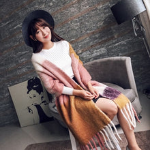 Load image into Gallery viewer, Mingjiebihuo Korean new fashion long scarf shawl female autumn and winter new color mixed wild warm thick fringed scarf
