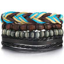 Load image into Gallery viewer, IF ME Vintage Leaf Feather Multilayer Leather Bracelet Men Fashion Braided Handmade Star Rope Wrap Bracelets &amp; Bangles Male Gift
