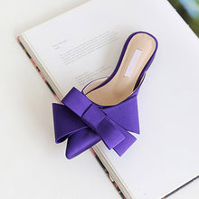 Load image into Gallery viewer, 2018 spring and summer women's shoes Korean silk satin Pointed bow tie slippers Baotou flat heel sets semi slippers
