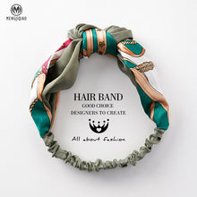 Load image into Gallery viewer, MENGJIQIAO Women Hair Accessories Fashion Headband Fabric Cross Knotted Bow Chiffon Floral Hair Band Korea Headdress ladies Hoop
