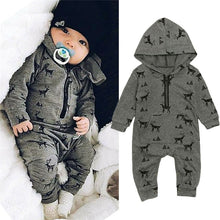 Load image into Gallery viewer, 2019 Winter Warm Newborn Baby Boys Hooded Romper Jumpsuit Infant Clothes Outfits Set Cartoon Deer Print Infant Clothing
