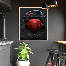 Load image into Gallery viewer, Large Animal Picture Canvas Printed Painting Modern Funny Thinking Monkey with Headphone Wall Art Poster for Living Room Decor
