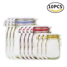 Load image into Gallery viewer, Reusable Mason Jar Bottles Bags Nuts Candy Cookies Bag Seal Fresh Food Storage Bag Snacks Zipper Sealed Kitchen Organizer
