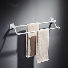 Load image into Gallery viewer, Bathroom Accessories Set,Paper Holder,Towel Bar,towel rack,Towel Hanger,Towel Rail White Brass Square bathroom Hardware set
