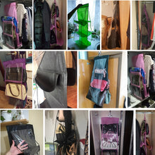 Load image into Gallery viewer, 6 Pocket Hanging Handbag Organizer for Wardrobe Closet Transparent Storage Bag Door Wall Clear Sundry Shoe Bag with Hanger Pouch
