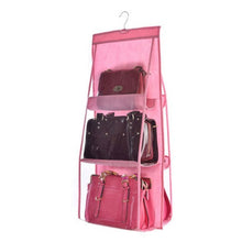 Load image into Gallery viewer, 6 Pocket Hanging Handbag Organizer for Wardrobe Closet Transparent Storage Bag Door Wall Clear Sundry Shoe Bag with Hanger Pouch
