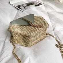 Load image into Gallery viewer, Hexagon Mulit Style Straw+leather Handbag Women Summer Rattan Bag Handmade Woven Beach Circle Bohemia Shoulder Bag New Fashion
