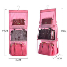 Load image into Gallery viewer, 6 Pocket Hanging Handbag Organizer for Wardrobe Closet Transparent Storage Bag Door Wall Clear Sundry Shoe Bag with Hanger Pouch

