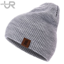 Load image into Gallery viewer, 1 Pcs Hat PU Letter True Casual Beanies for Men Women Warm Knitted Winter Hat Fashion Solid Hip-hop Beanie Hat Unisex Cap
