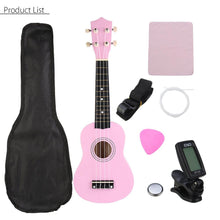 Load image into Gallery viewer, Ukulele Combo 21 Ukulele Black Soprano 4 Strings Uke Hawaii Bass Stringed Musical Instrument Set Kits+Tuner+String+Strap+Bag
