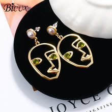 Load image into Gallery viewer, BICUX New Fashion Round Dangle Drop Korean Earrings For Women Geometric Round Heart Gold Earring Wedding Jewelry
