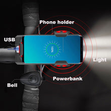Load image into Gallery viewer, 3 Modes Bicycle Light Cycling Phone Holder Bike Headlight Mobile Phone Bracket USB Rechargeable Bicycle Holder Front Lamp #2
