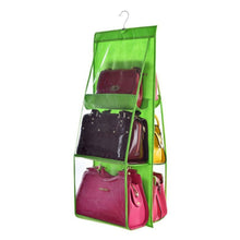 Load image into Gallery viewer, 6 Pocket Hanging Handbag Organizer for Wardrobe Closet Transparent Storage Bag Door Wall Clear Sundry Shoe Bag with Hanger Pouch

